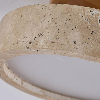 Ronde Travertin LED Plafondlamp - Waterdichte Plafonniere voor Badkamer met Natuurlijke Verlichting, IP65 Veiligheid 4