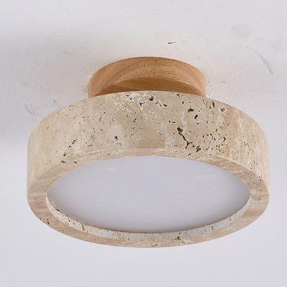 Ronde Travertin LED Plafondlamp - Waterdichte Plafonniere voor Badkamer met Natuurlijke Verlichting, IP65 Veiligheid 6