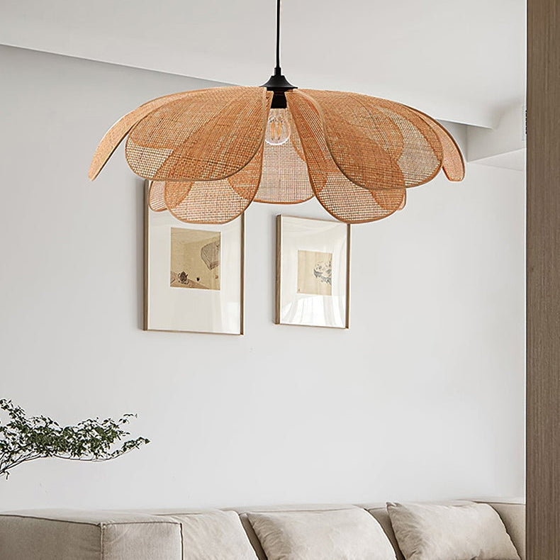 Rotan Hanglamp in Bloemvorm – Elegante Woonkamer en Eetkamer Lamp van Natuurlijk Rotan 3