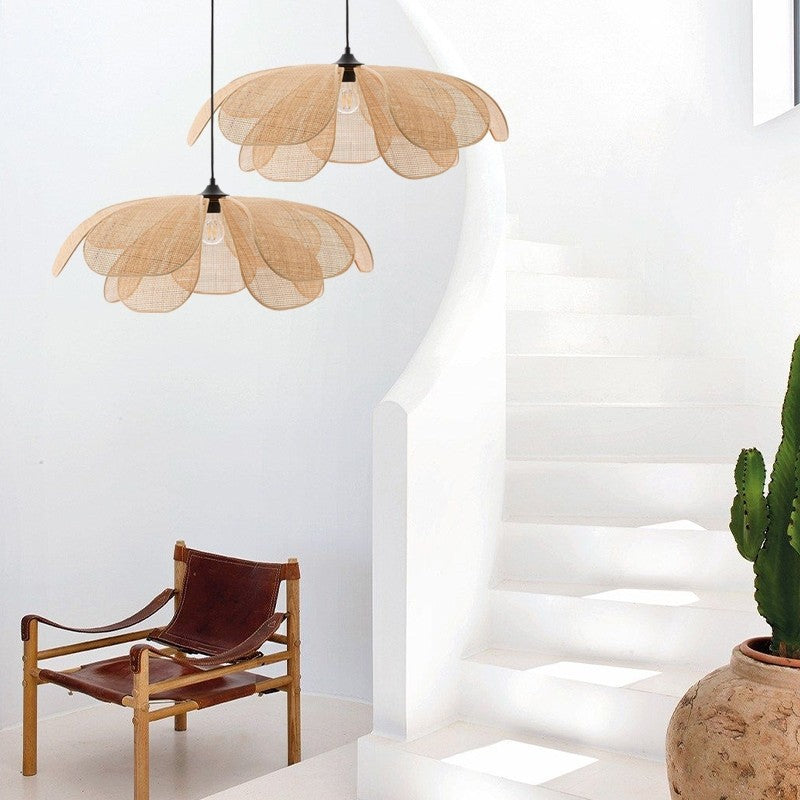 Rotan Hanglamp in Bloemvorm – Elegante Woonkamer en Eetkamer Lamp van Natuurlijk Rotan 4