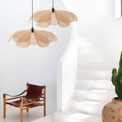 Rotan Hanglamp in Bloemvorm – Elegante Woonkamer en Eetkamer Lamp van Natuurlijk Rotan 4