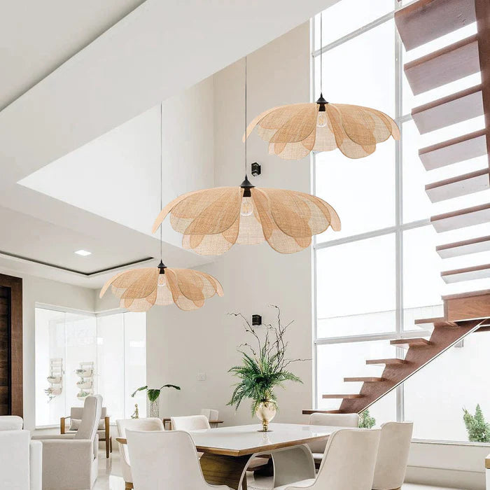 Rotan Hanglamp in Bloemvorm – Elegante Woonkamer en Eetkamer Lamp van Natuurlijk Rotan 5
