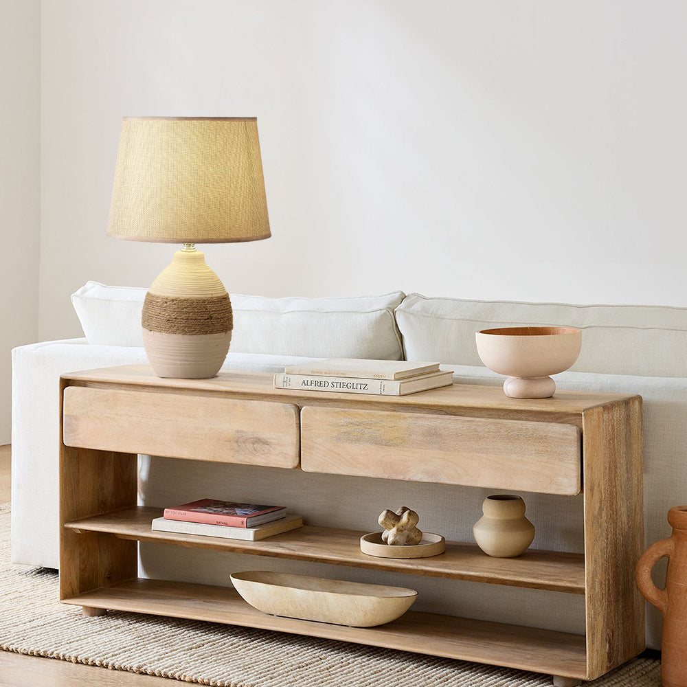 Rustieke Keramische Tafellamp met Henneptouw en E27 Lamphouder – Handgemaakt Design 2