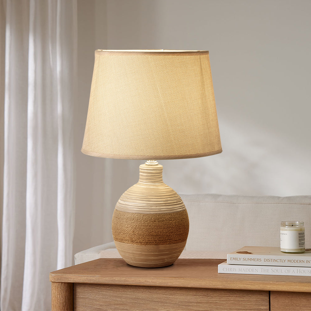 Rustieke Keramische Tafellamp met Henneptouw en E27 Lamphouder – Handgemaakt Design 6