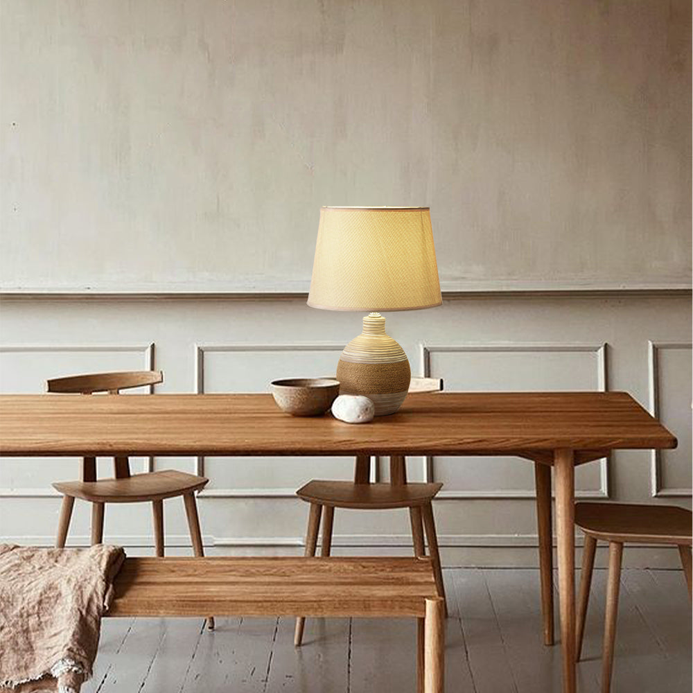 Rustieke Keramische Tafellamp met Henneptouw en E27 Lamphouder – Handgemaakt Design 7