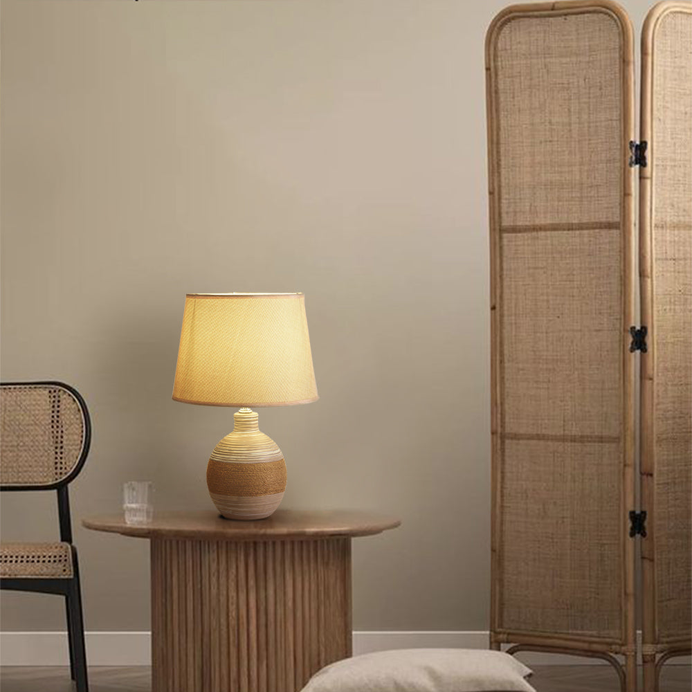 Rustieke Keramische Tafellamp met Henneptouw en E27 Lamphouder – Handgemaakt Design 8