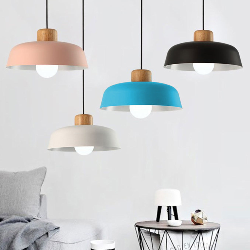 Scandinavische Hanglamp met Houten Accenten voor Eettafel en Woonkamer – Modern Design met E27 Fitting 3