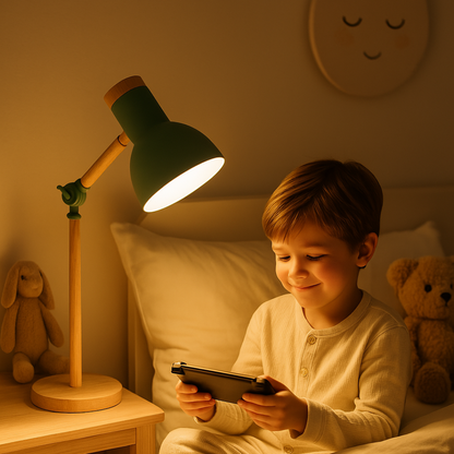 Scandinavische Houten Tafellamp, Inklapbaar en Verstelbaar Ontwerp, 45 cm Hoogte, E26/E27 Fitting, Zachte Verlichting 2