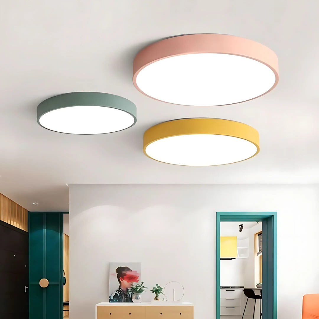 Scandinavische LED Plafondlamp van Hout - Energiezuinig Design voor Slaapkamer en Woonkamer - D23/D30 cm 2