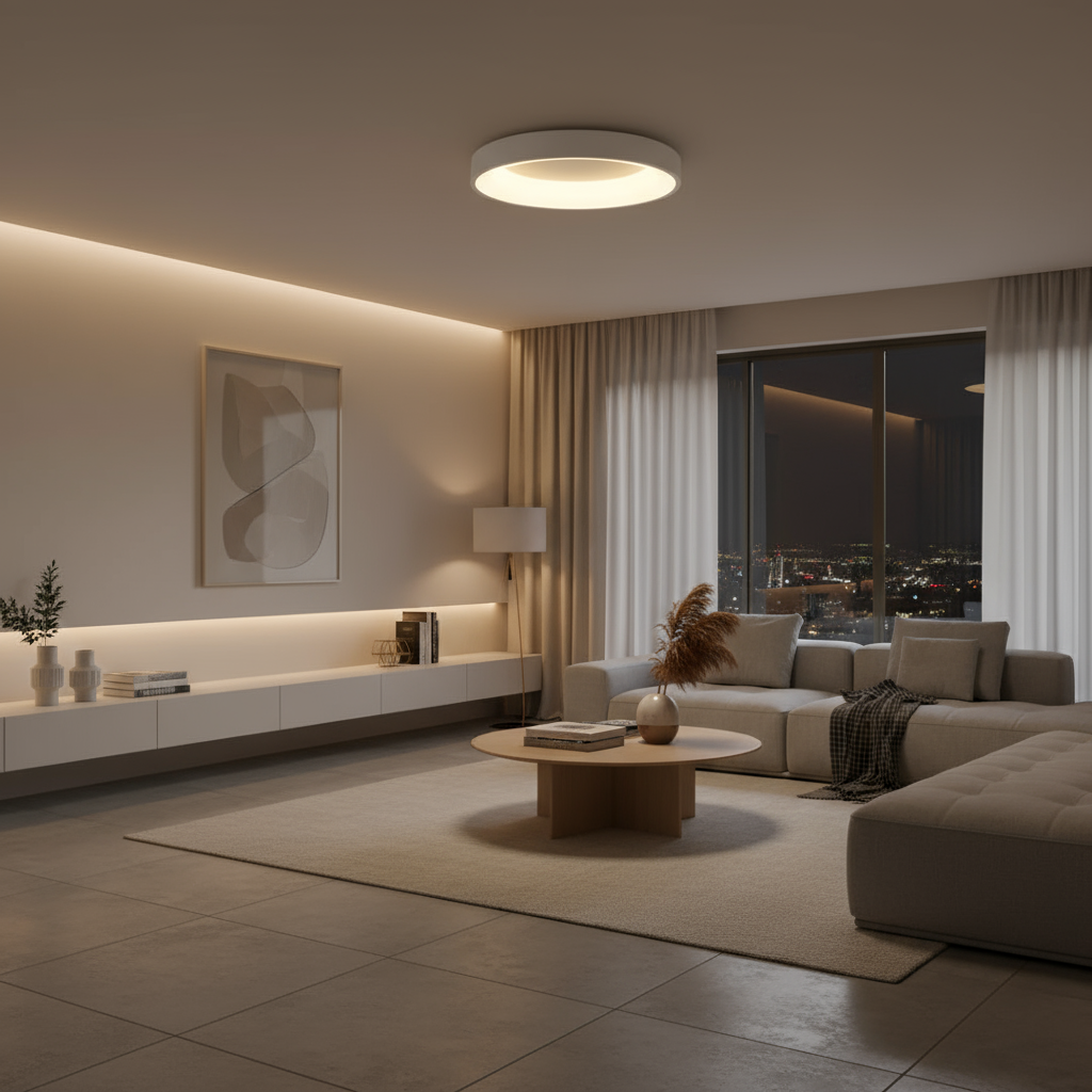 Scandinavische Ronde LED Plafondlamp – Minimalistisch Ontwerp voor Woonkamer en Keuken, 30 cm Diameter, Wit 4