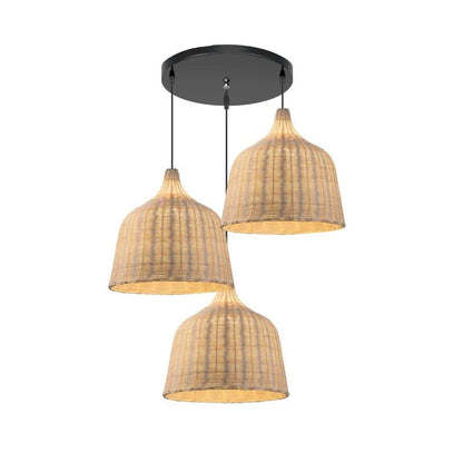 Set van 3 Rotan Hanglampen van Bamboe voor Woonkamer en Slaapkamer - Natuurlijke Verlichting met Bohemian Touch 10