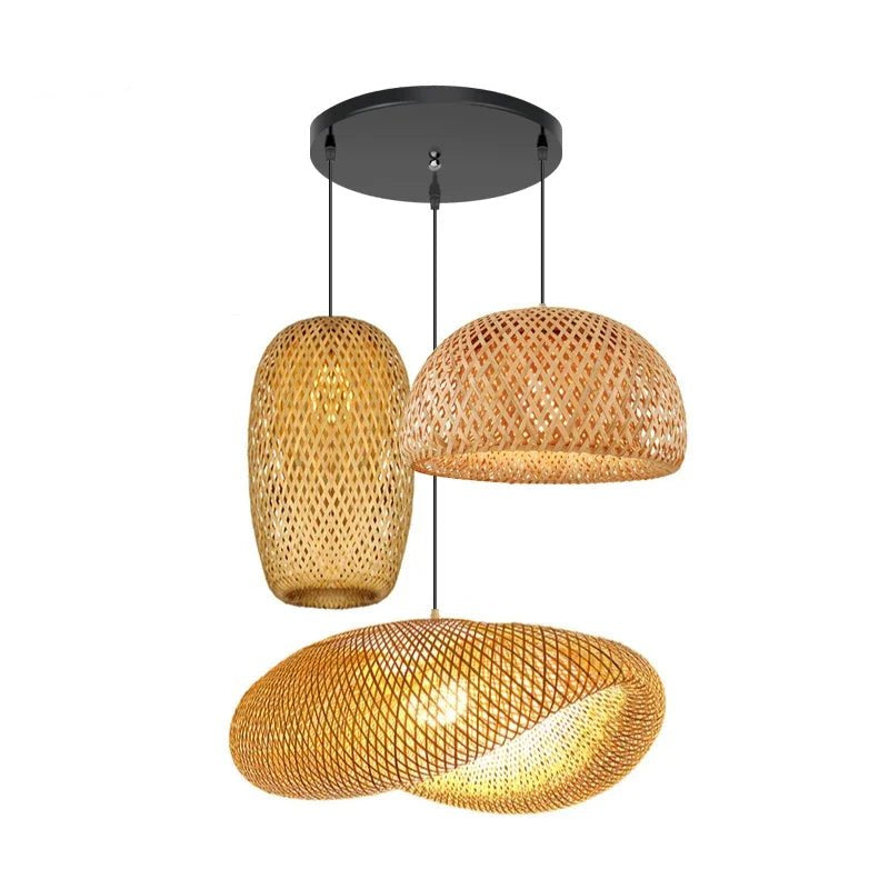 Set van 3 Rotan Hanglampen van Bamboe voor Woonkamer en Slaapkamer - Natuurlijke Verlichting met Bohemian Touch 11