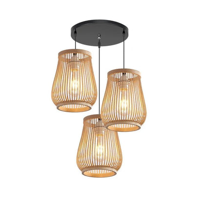 Set van 3 Rotan Hanglampen van Bamboe voor Woonkamer en Slaapkamer - Natuurlijke Verlichting met Bohemian Touch 12