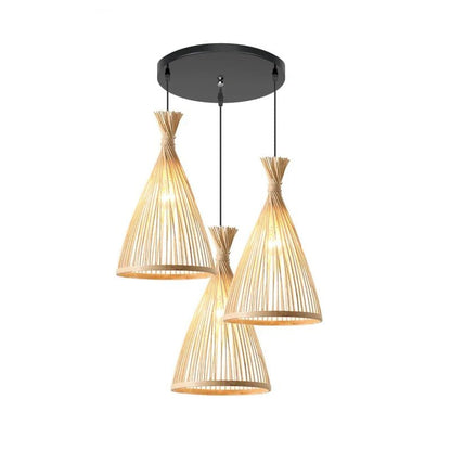 Set van 3 Rotan Hanglampen van Bamboe voor Woonkamer en Slaapkamer - Natuurlijke Verlichting met Bohemian Touch 6