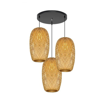 Set van 3 Rotan Hanglampen van Bamboe voor Woonkamer en Slaapkamer - Natuurlijke Verlichting met Bohemian Touch 7
