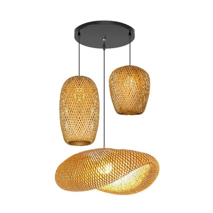 Set van 3 Rotan Hanglampen van Bamboe voor Woonkamer en Slaapkamer - Natuurlijke Verlichting met Bohemian Touch 8