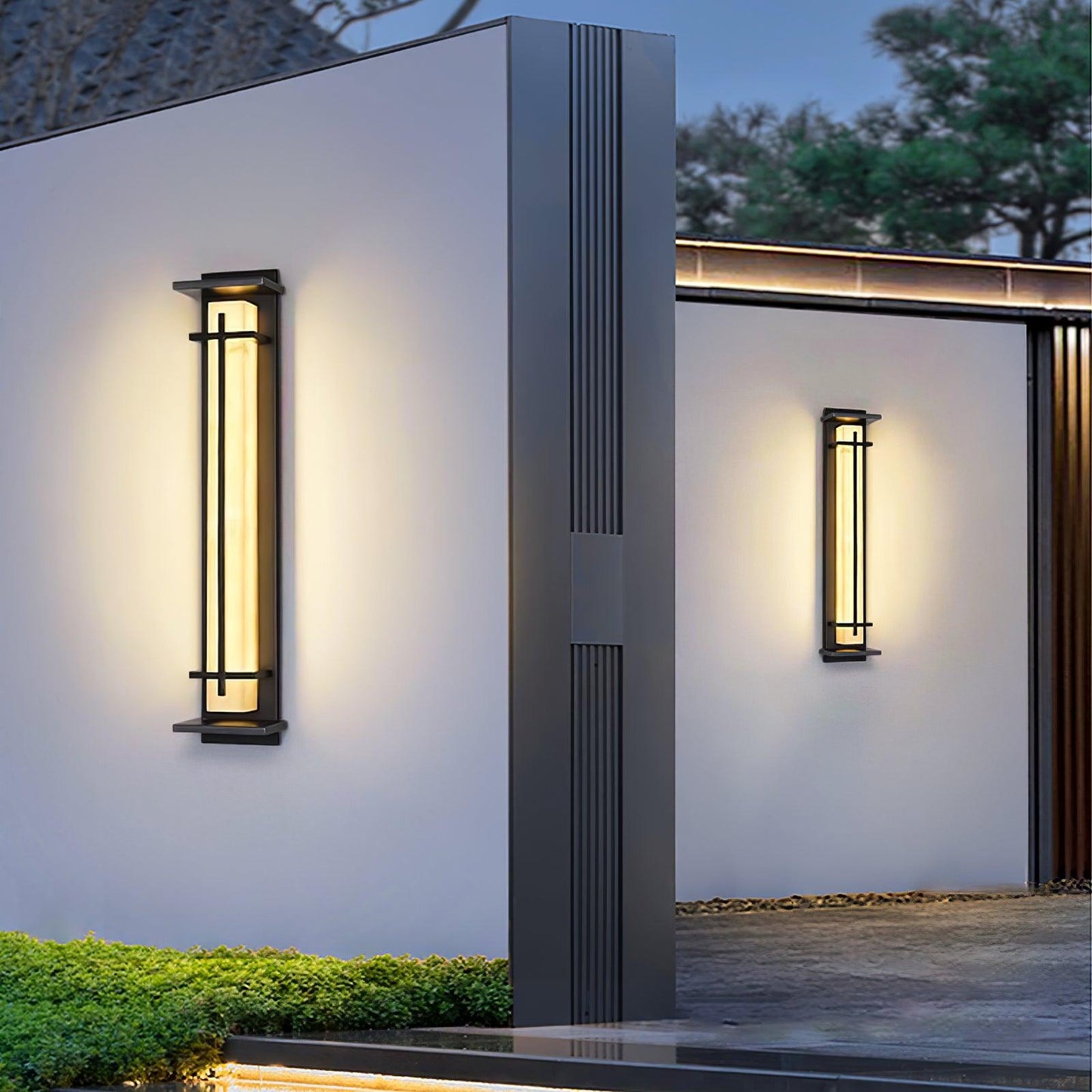 Moderne Buitenlamp met Marmerlook & RVS – IP65 LED Wandlamp