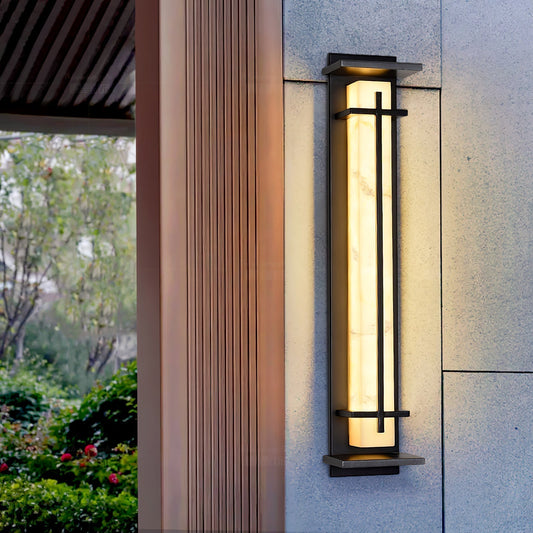 Moderne Buitenlamp met Marmerlook & RVS – IP65 LED Wandlamp