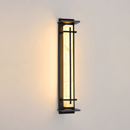 Moderne Buitenlamp met Marmerlook & RVS – IP65 LED Wandlamp