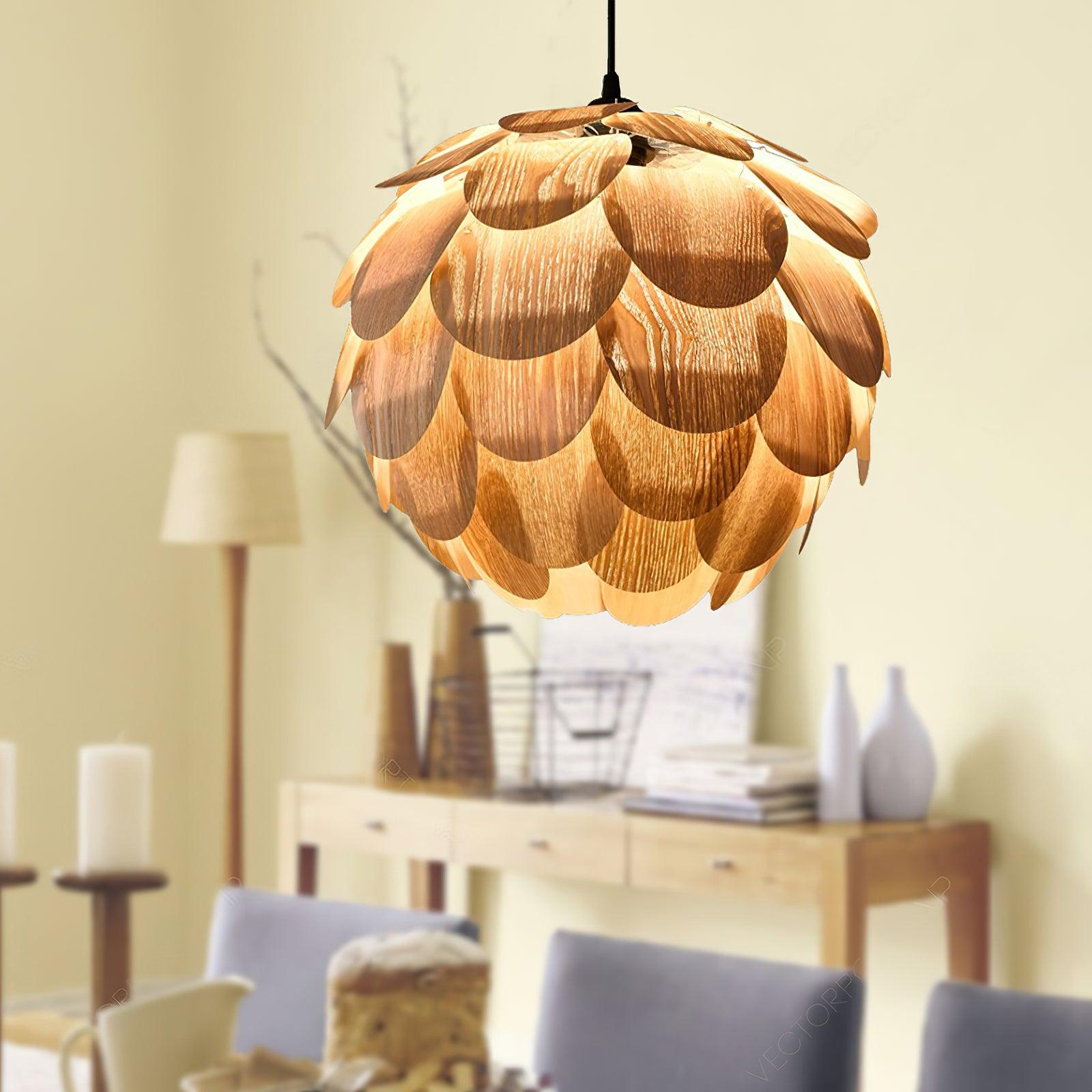 Stijlvolle Houten Hanglamp met Organisch Ontwerp voor Woonkamer en Eettafel – Warm Licht en Natuurlijke Charme 2