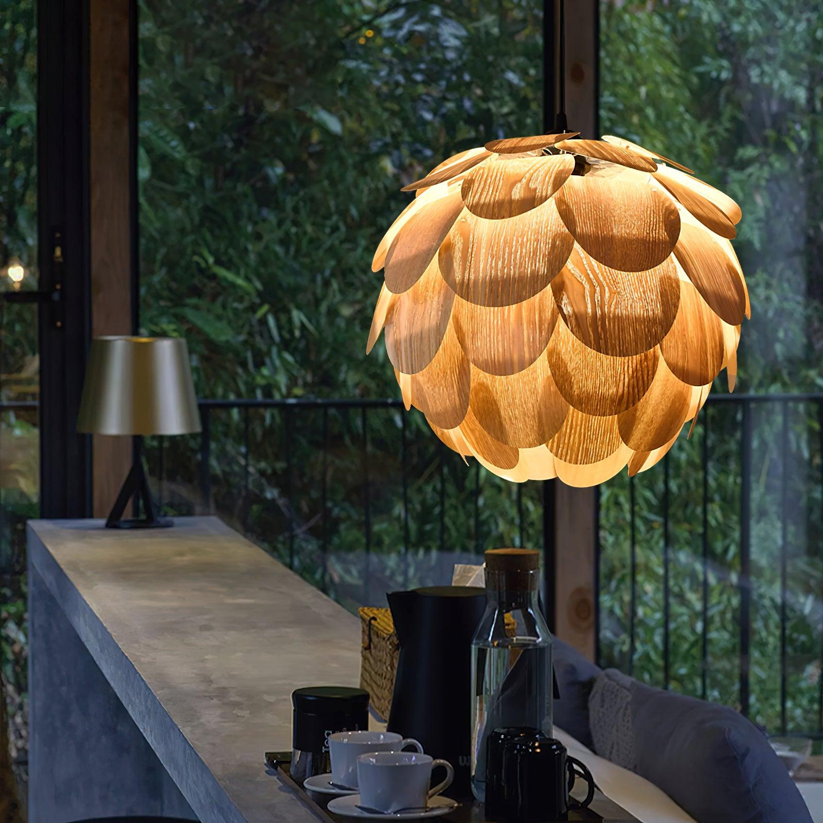 Stijlvolle Houten Hanglamp met Organisch Ontwerp voor Woonkamer en Eettafel – Warm Licht en Natuurlijke Charme 3