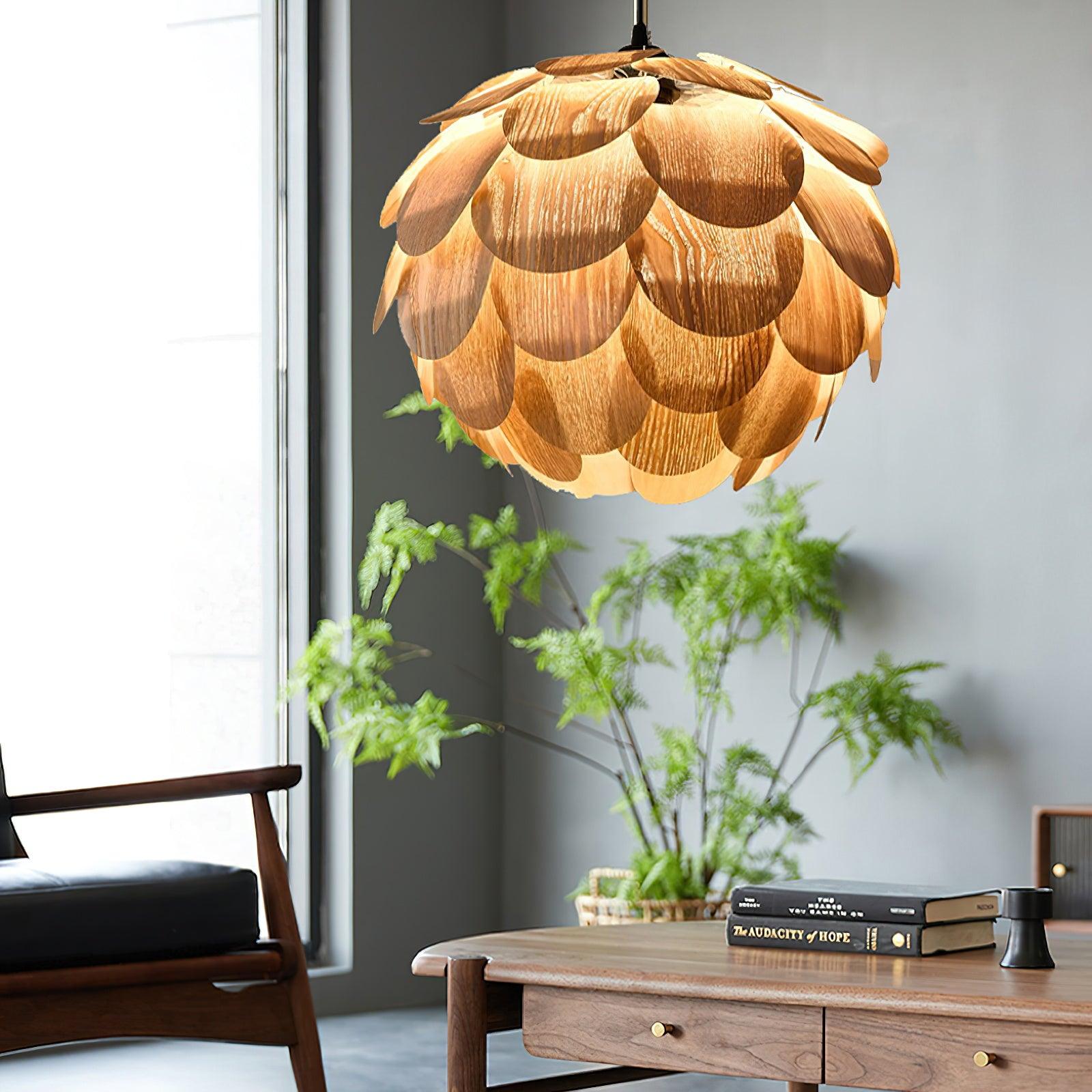 Stijlvolle Houten Hanglamp met Organisch Ontwerp voor Woonkamer en Eettafel – Warm Licht en Natuurlijke Charme 5