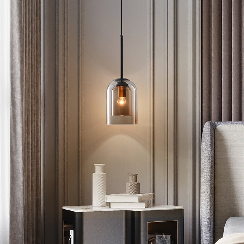 Stijlvolle Mid-Century Hanglamp met Dubbel Glas en IJzeren Fitting – Eetkamer Lamp voor Woonkamer en Slaapkamer 2