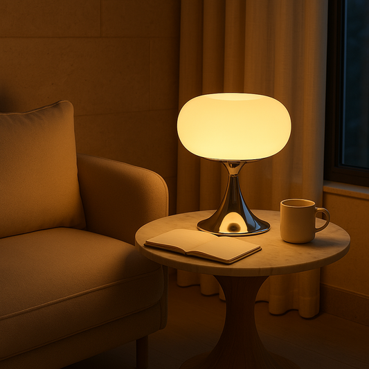 Tafellamp Bauhaus met Appelvormig Glas en IJzeren Basis – Warm Licht E27 voor Elegante Sfeer 1