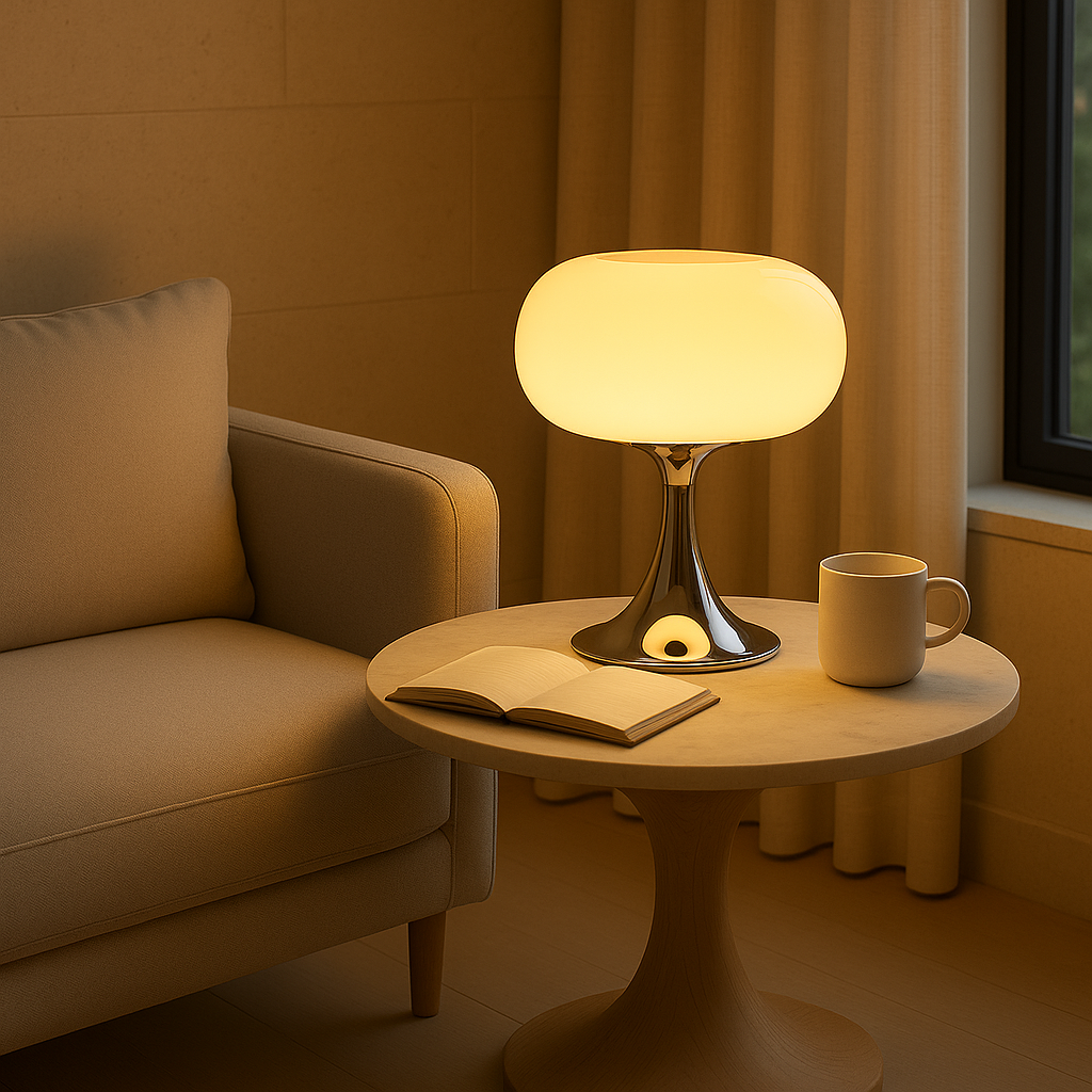 Tafellamp Bauhaus met Appelvormig Glas en IJzeren Basis – Warm Licht E27 voor Elegante Sfeer 4