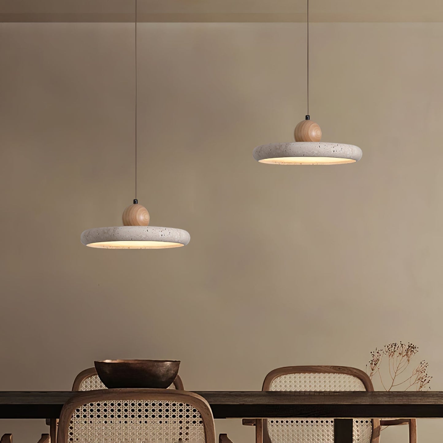 Travertin Houten Hanglamp – Uniek Design voor Sfeervolle Verlichting 2