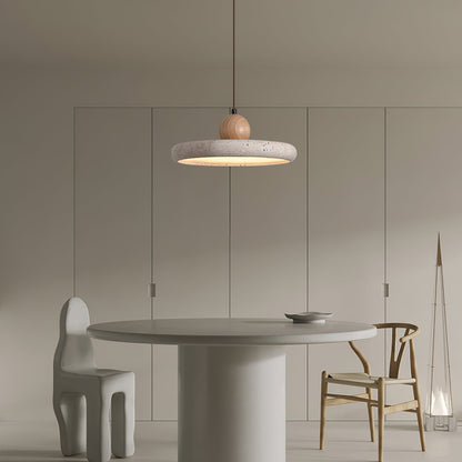 Travertin Houten Hanglamp – Uniek Design voor Sfeervolle Verlichting 3