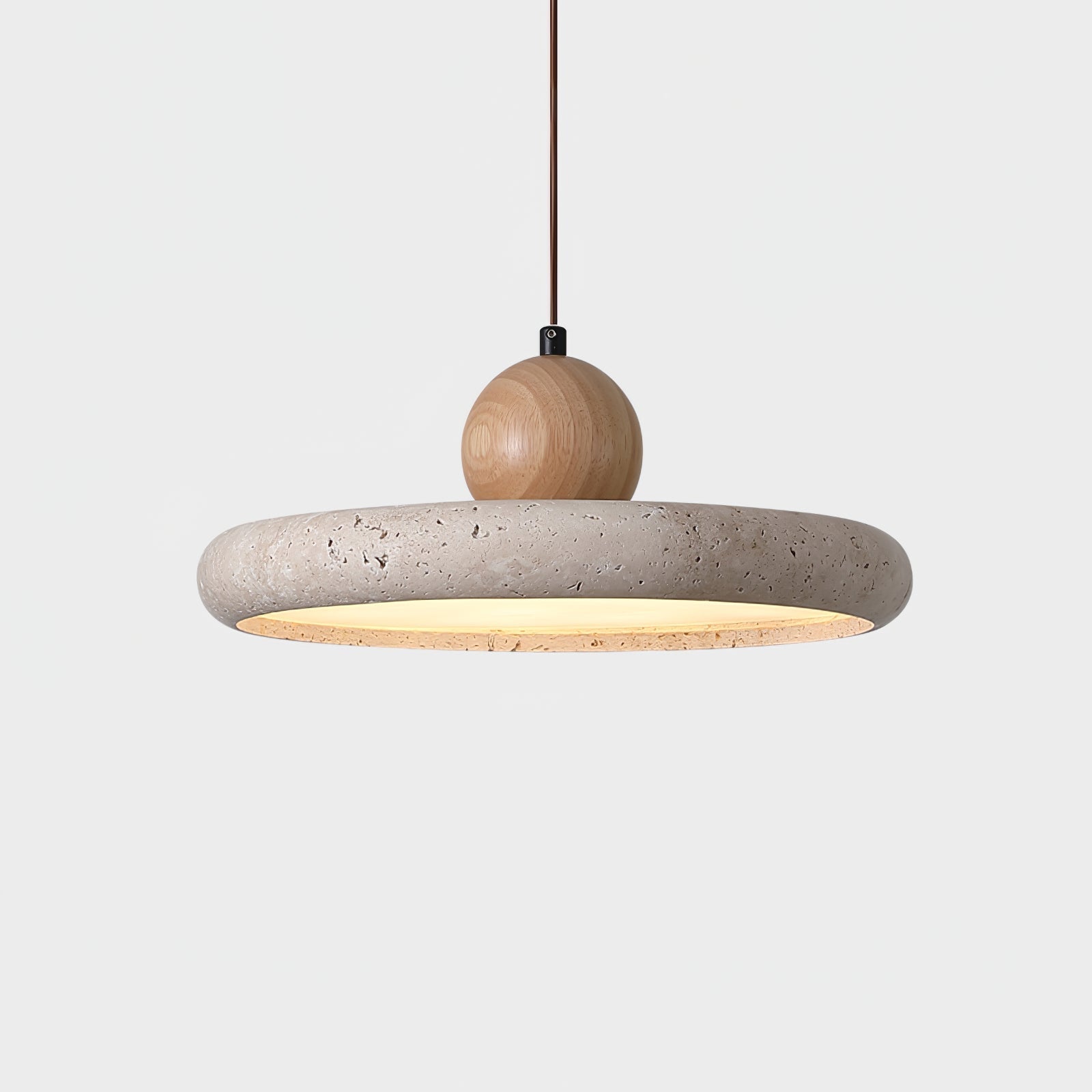 Travertin Houten Hanglamp – Uniek Design voor Sfeervolle Verlichting 4