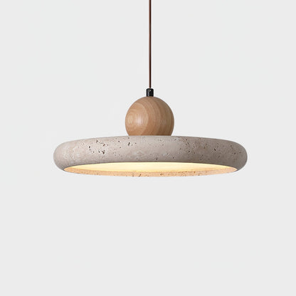 Travertin Houten Hanglamp – Uniek Design voor Sfeervolle Verlichting 4