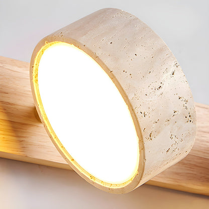 Travertin Wandlamp met LED Verlichting voor Badkamer en Slaapkamer – Modern Muurlamp van Natuursteen en Hout 8