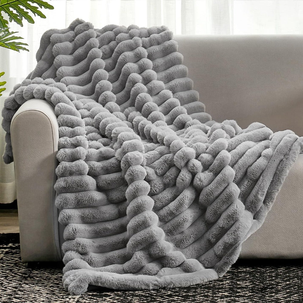 Ultrazachte Ribbelplaid – Warme Fleece Deken voor op de Bank, 130 x 170 cm, Ideaal voor Elk Seizoen 1