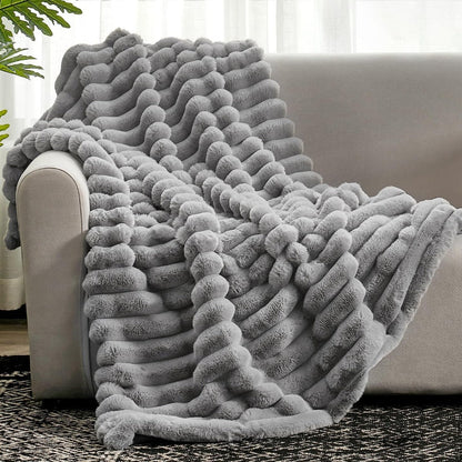 Ultrazachte Ribbelplaid – Warme Fleece Deken voor op de Bank, 130 x 170 cm, Ideaal voor Elk Seizoen 1