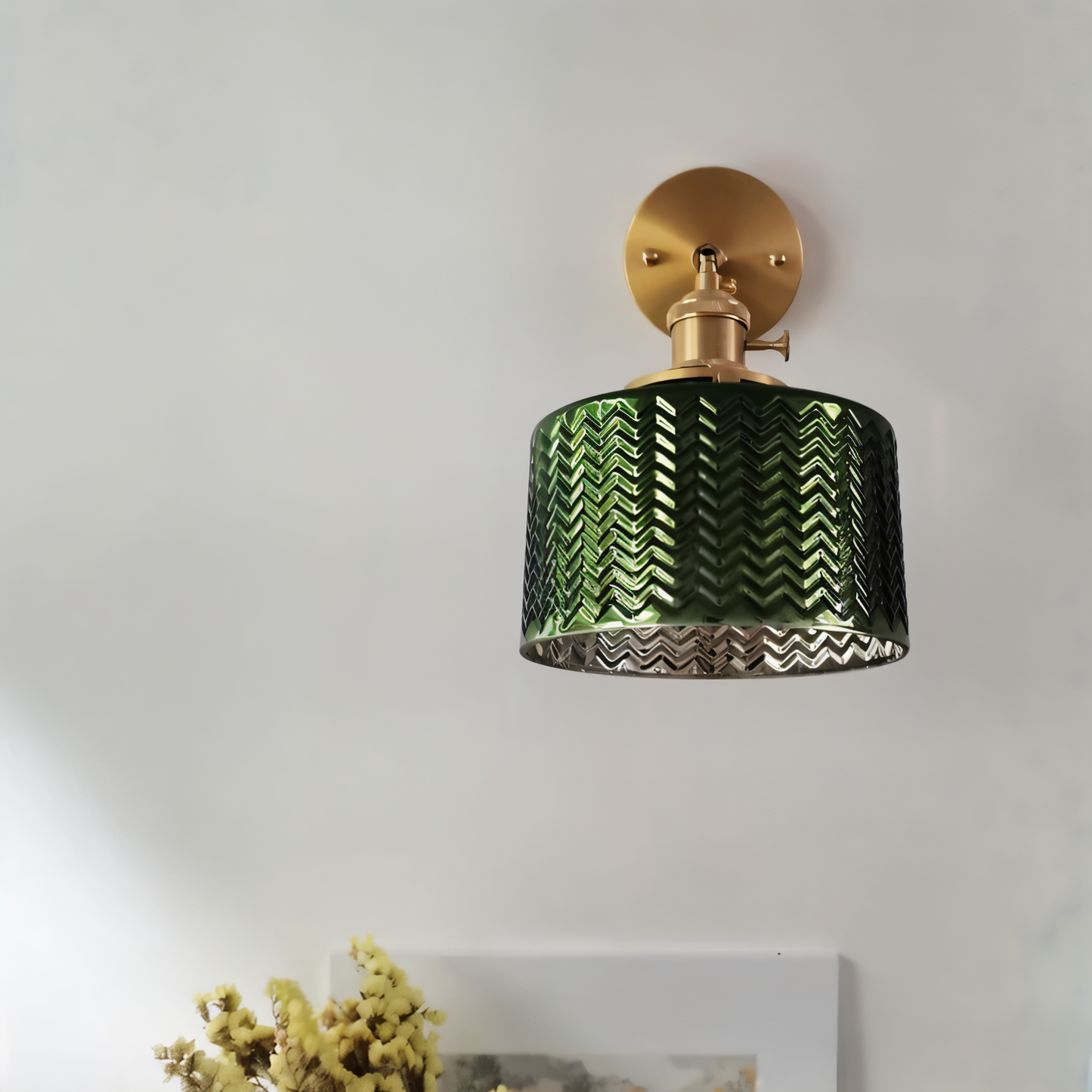 Verstelbare Wandlamp met Geribbeld Glas en Scandinavisch Design - Wit-Groen voor Sfeervolle Verlichting binnen 5