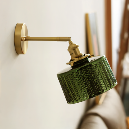 Verstelbare Wandlamp met Geribbeld Glas en Scandinavisch Design - Wit-Groen voor Sfeervolle Verlichting binnen 6