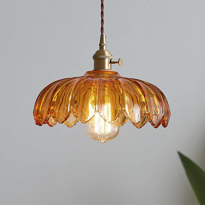 Vintage Glazen Hanglamp met Bloemvormige Kap – Retro Stijl voor Eetruimte en Slaapkamer 4
