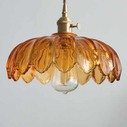 Vintage Glazen Hanglamp met Bloemvormige Kap – Retro Stijl voor Eetruimte en Slaapkamer 6