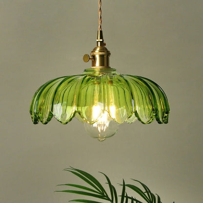 Vintage Glazen Hanglamp met Bloemvormige Kap – Retro Stijl voor Eetruimte en Slaapkamer 8
