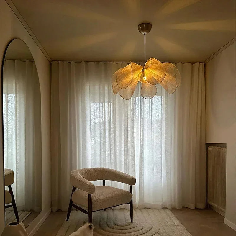 Vintage Hanglamp van Stof met Warm Witte LED – Verstelbare Kabel voor Eettafel en Slaapkamer Lamp 3