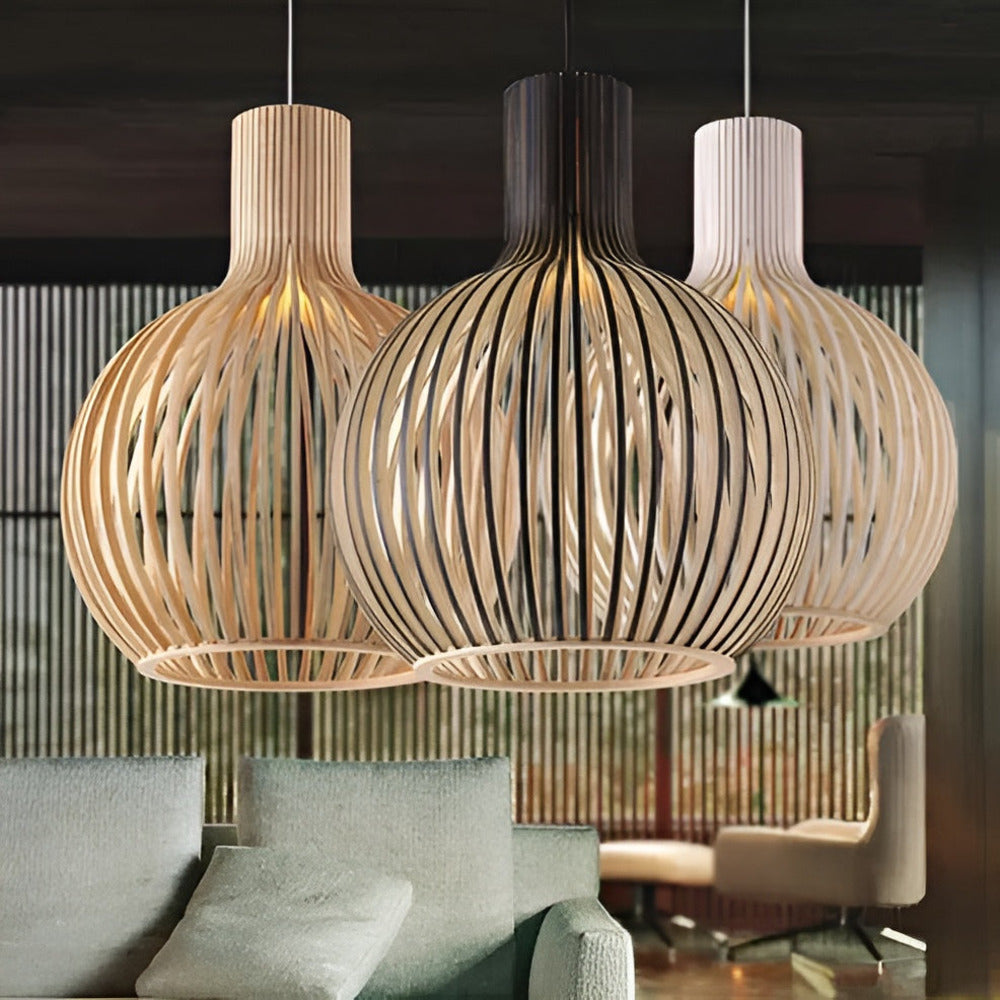 Vintage Houten Hanglamp met Cage Design voor Eetkamer en Woonkamer – Sfeervolle Verlichting met Verstelbaar Snoer 6