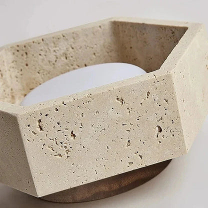 Wabi Sabi Travertin Plafondlamp met LED Verlichting – Warm Wit Licht voor Slaapkamer en Interieurdecoratie 3