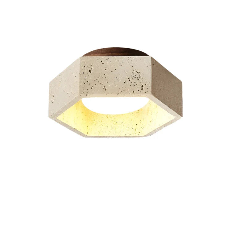Wabi Sabi Travertin Plafondlamp met LED Verlichting – Warm Wit Licht voor Slaapkamer en Interieurdecoratie 4