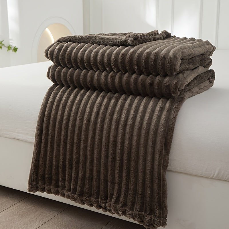 Zachte Fleece Deken met Gestreept Ontwerp voor Warmte en Stijl – Multifunctionele Plaid voor Bed en Bank 10