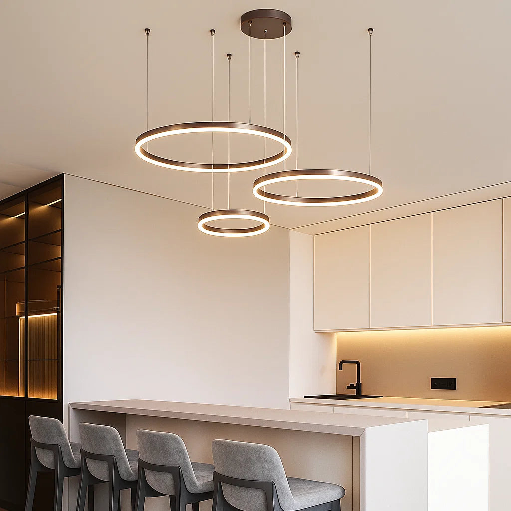 Moderne Ronde Hanglamp Zwart voor Eetkamer en Woonkamer - Dimbare Verlichting met Cirkelvormig Ontwerp