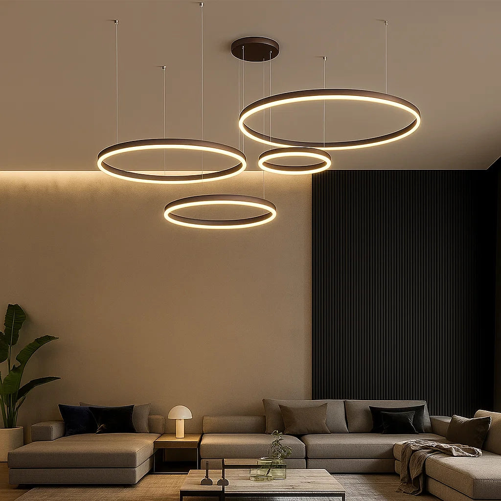 Moderne Ronde Hanglamp Zwart voor Eetkamer en Woonkamer - Dimbare Verlichting met Cirkelvormig Ontwerp