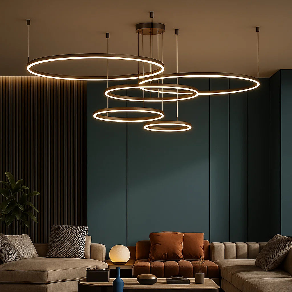 Moderne Ronde Hanglamp Zwart voor Eetkamer en Woonkamer - Dimbare Verlichting met Cirkelvormig Ontwerp